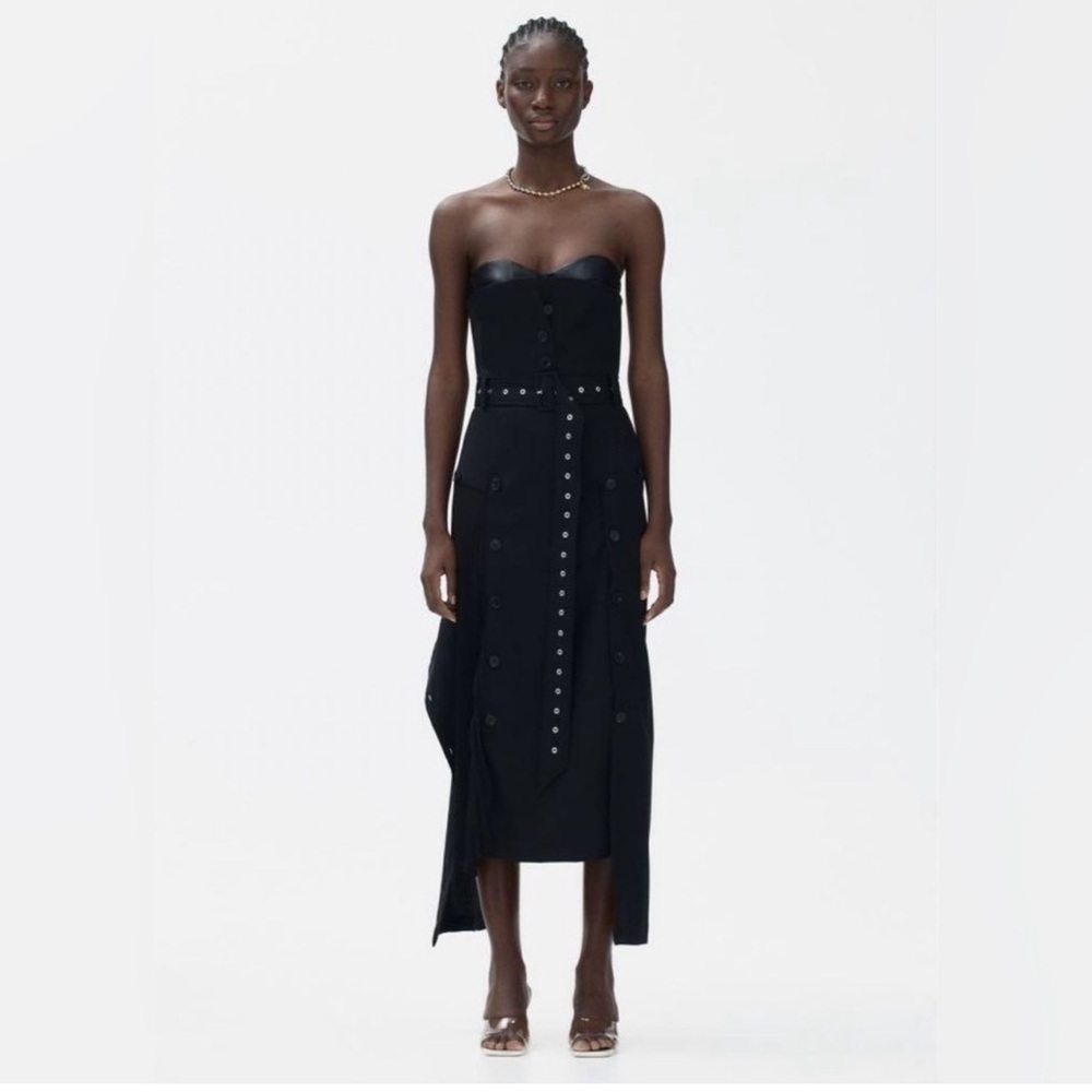 Rokh x H&M Bandeau Dress With Leather Bra Black - Picture 6 of 16